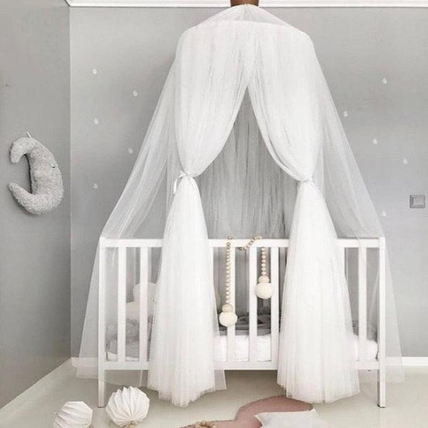 Ciel de lit bébé blanc en toile de moustiquaire - Mon Doux Cocon