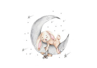 Stickers chambre de bébé - Autocollants Ourson Brun ou Lapin endormis sur la Lune - Mon Doux Cocon