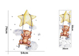 Stickers chambre de bébé - Autocollants ourson brun ou lapin faisant de la balançoire - Mon Doux Cocon