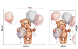 Stickers chambre de bébé - Autocollants Ourson Brun tenant des ballons - Mon Doux Cocon
